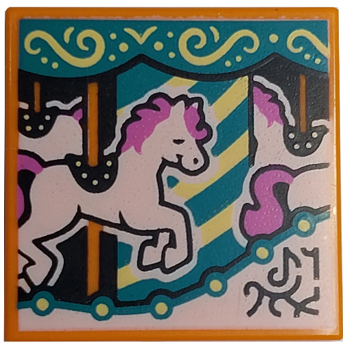 Tile 2 x 2 with Carousel Horses print (43111-1)