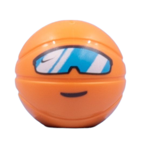 Minifig Head Special, Basketball with White/Blue Visors print