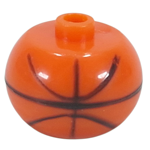 Pen Bead, Round Orb with Basketball, Curved Black Lines Print