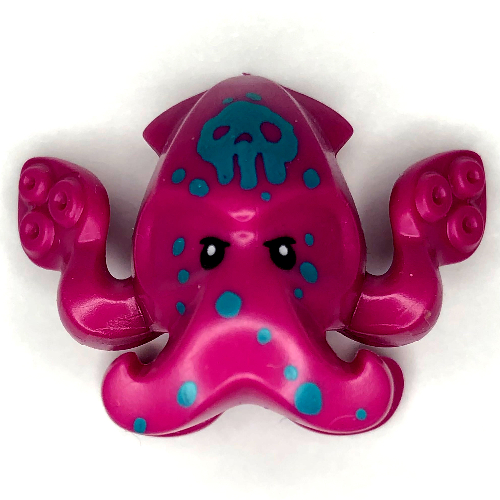Minifig Head Special, Squid Drummer with Dark Turquoise Skull, Dots print