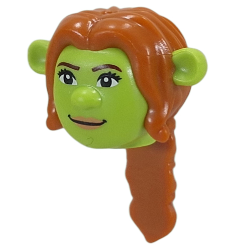 Head Special, Ogre with Dark Orange Long Hair pattern, with Dark Brown Eyebrows, Nougat Lips print (Fiona)