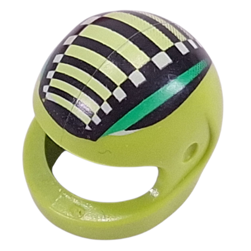 Helmet, Standard with Green Stripes, Black Bars, and White Checks Print