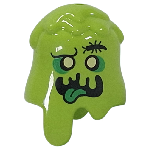 LEGO part Headwear Slime, Yellow Eyes, Green Eyeshadow, Bug for Eyebrow, Slime Mouth, Green Tongue