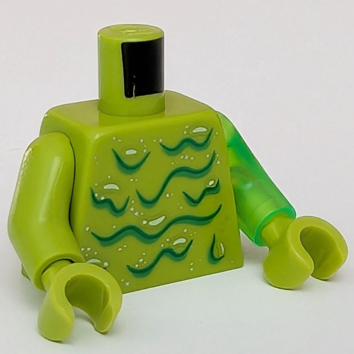 Torso, Odd Arms, Dark Green Slime Stripes, Glitter print, Left Trans-Bright Green Arm, Right Lime Arm, Lime Hands