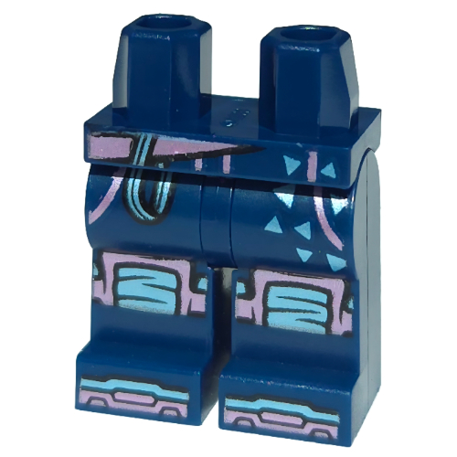 Hips and Dark Blue Legs with Bright Pink Straps, Metal Blue Triangles, Medium Blue Knee Pads Print