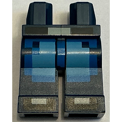 Visuel indicatif Rebrickable de Hips and Dark Blue jambes avec Pixelated Blue and Medium Blue Jeans, Black Belt and Shoes Pattern