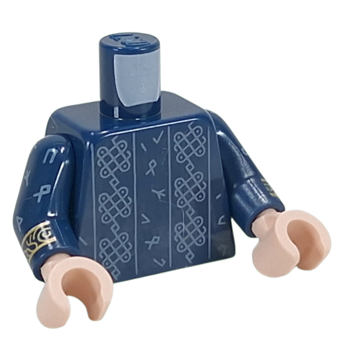 Torso, Sand Blue Decorations, Runes, Gold Bands on Arms print, Dark Blue Arms, Light Nougat Hands