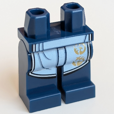 Hips and Dark Blue Legs, Bright Light Blue Apron with Gold Decorations