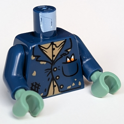 Torso Suit Coat Tattered, Dark Tan Shirt Print, Dark Blue Arms, Sand Green Hands