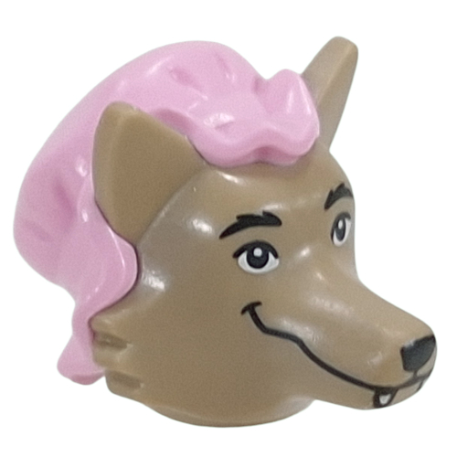 Head Special, Wolf with Bright Pink Bonnet pattern, Face print
