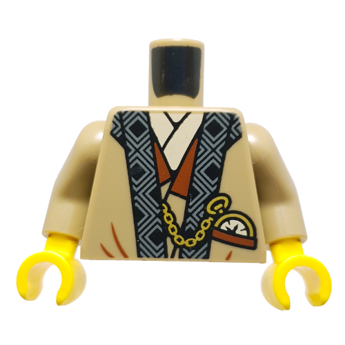 Torso, Robe, Black/White Time, Tan Shirt, Yellow Pocket Watch print, Dark Tan Arms, Yellow Hands