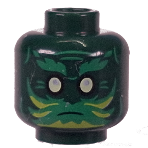 Minifig Head Spirit Green/Lime Eyebrows, Markings / Black Face Print