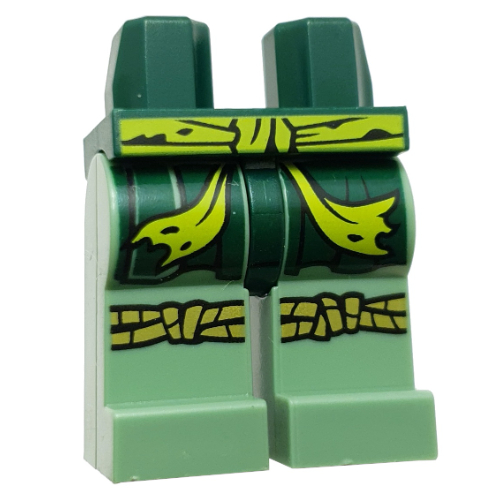 Hips and Sand Green Legs with Lime Sash, Dark Green Robe Ends, Rope for Knee Wraps print