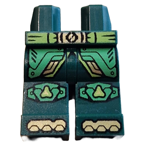 Hips and Dark Green Legs with Lime Belt, Gold Belt Buckle, Toes, Bright Green Robe Ends, Knee Caps print