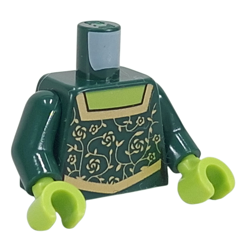 Torso, Dress, Gold Flowers, Trim, Lime Chest print, Dark Green Arms, Lime Hands
