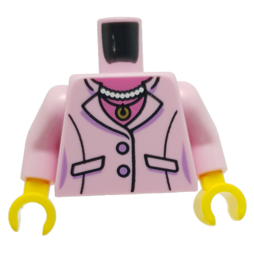 Torso Jacket, Pockets, Necklace, Dark Pink Undershirt Print, Bright Pink Arms, Yellow Hands
