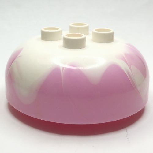 Duplo Brick Round 4 x 4 Dome Top with 2 x 2 Studs - Marbled White 'Frosting'