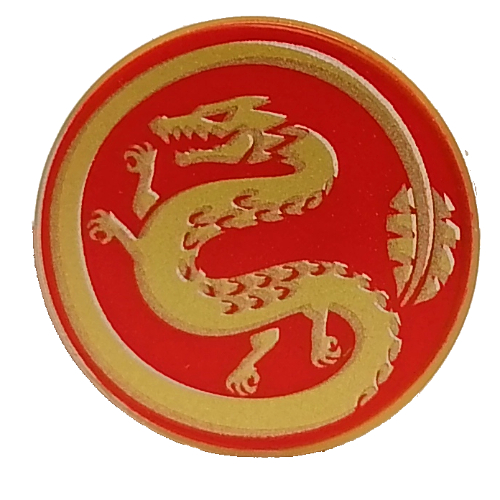 Tile Round 2 x 2 with Golden Dragon on Red Background print