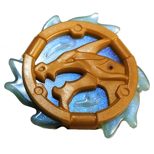Equipment Disc Amulet Dragon Shape with Trans-Light Blue Opal Flames Pattern