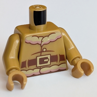 Torso Santa Jacket with Fur and Reddish Brown Belt Print, Pearl Gold Arms and Hands