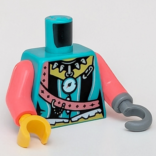 Torso Corset, Compass Pendant, Coral Strap Print, Coral Arms, Yellow Hand, Dark Bluish Gray Left Hook