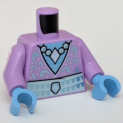 Torso Robe, Pearl Necklace, Diamond Pendant, Medium Blue Chest print, Medium Lavender Arms, Medium Blue Hands