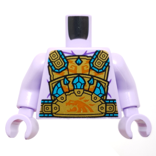 Image of part Torso Armor, Gold and Orange Plates with Dark Turquoise Jewels Print, Lavender Arms and Hands