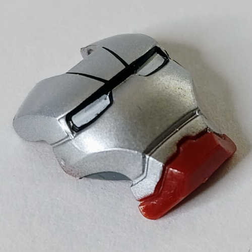 Headwear Accessory Visor Top Hinge with Light Bluish Grey Face Shield, Black Line, White Eyes Print (Silver Centurion)