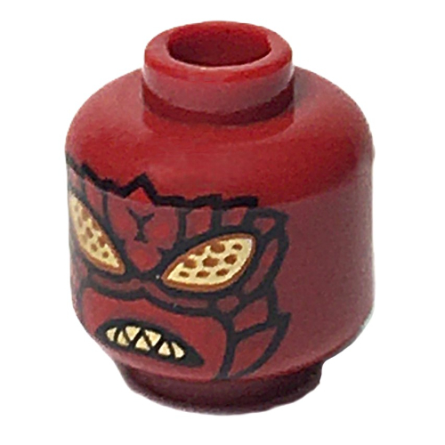 Image of part Minifig Head Drix, Gold Insectoid Eyes, Red Scales, Shard Gold Teeth