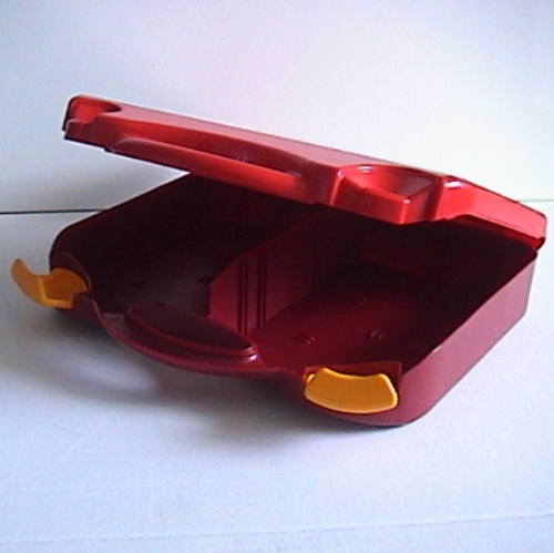Storage Case, with Rounded Corners, Red Lid, Bright Light Orange Latches