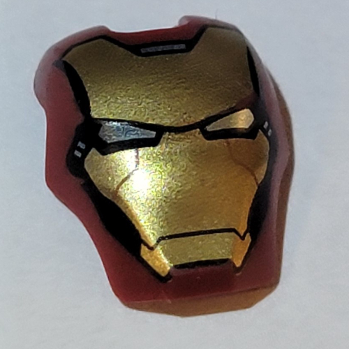 Headwear Accessory Visor Top Hinge, Rounded, with Gold Face Shield and Bright Light Blue Eyes Print (Iron Man)