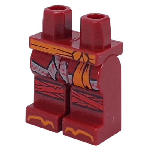 Hips and Dark Red Legs with Orange Sash, Robe End with Sand Green Trim, Red Knee Wraps print