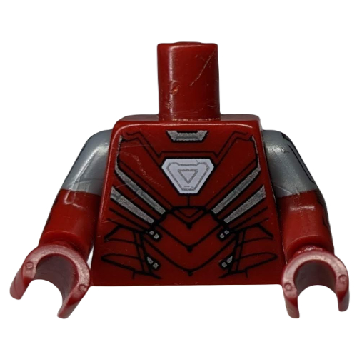 Torso, Dual Molded Arms, Armor, Arc Reactor print (Silver Centurion), Flat Silver Sleeves Pattern, Dark Red Arms and Hands