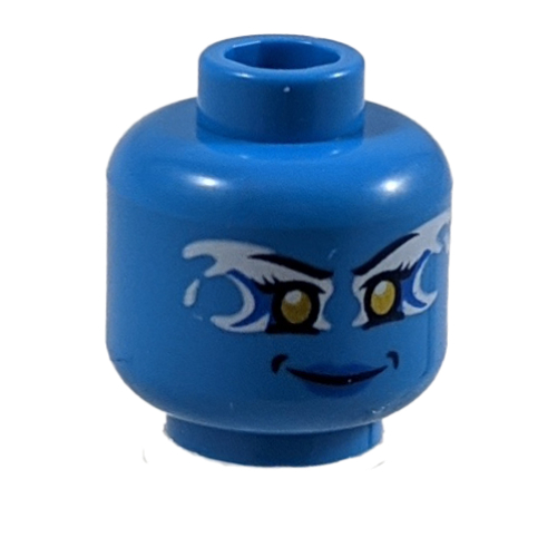 Minifig Head Nya, Yellow Eyes and White and Blue Electricity Print