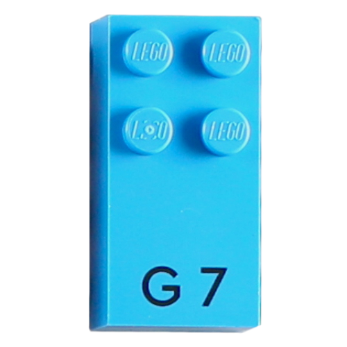 Braille Brick 2 x 4 with 4 Studs ? and 'G 7' Print