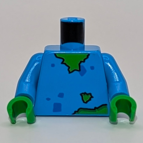 Torso, Sweater with Holes, Dark Blue Stains, Bright Green Body print, Dark Azure Arms, Bright Green Hands