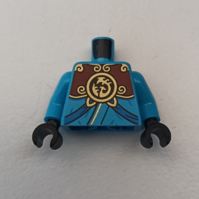 Torso Robe with Blue Trim, Dark Red and Gold Armor Print, Dark Azure Arms, Black Hands