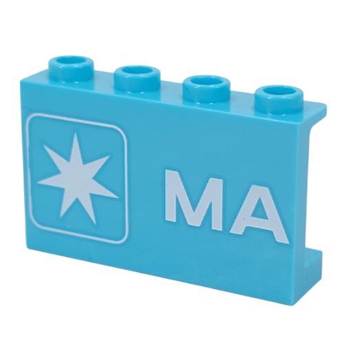 Panel 1 x 4 x 2 with White Star, 'MA' print