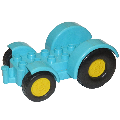 Duplo Car Base 2 x 6 Tractor with Mudguards, Yellow Wheels