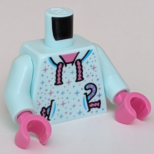 Torso, Dark Pink Laces, Pockets with Candy print, Light Aqua Arms, Dark Pink Hands