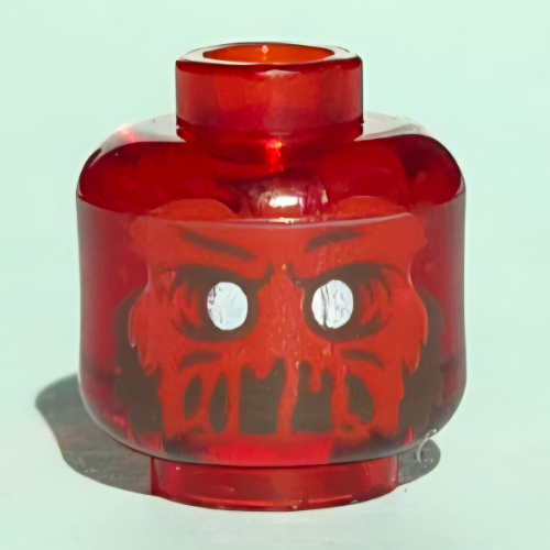 Minifig Head Ghost Axel Chops, with Red Face, White Eyes, Slime Mouth Print