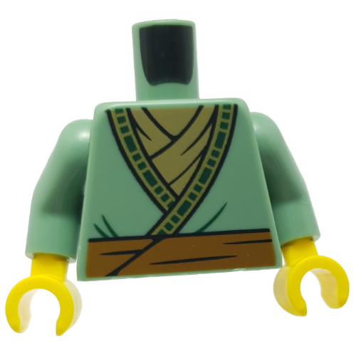 Torso Robe, Dark Tan Undershirt, Dark Orange Sash Belt Print, Sand Green Arms, Yellow Hands