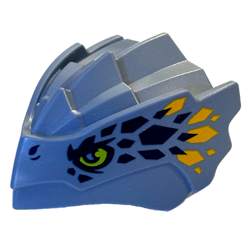 Image of part Creature Body Part, Dragon Head Riyu with Lime Eyes, Dark Blue / Bright Light Orange Marking print