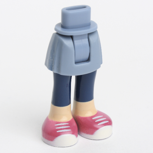 Minidoll Hips and Short Skirt with Light Nougat Legs with Short Dark Blue Leggings, Magenta Shoes with White Laces Print