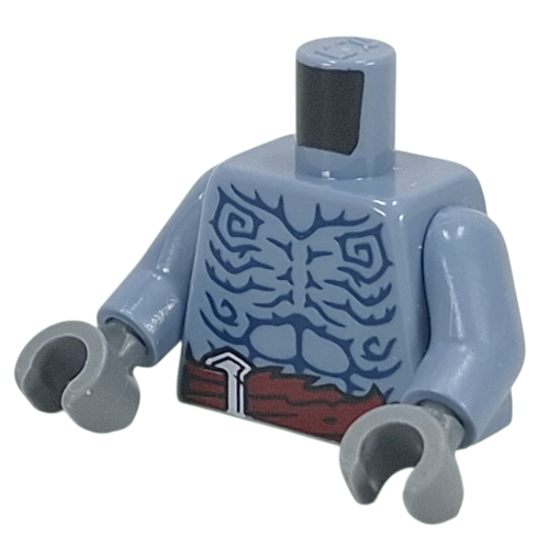 Torso, Sand Blue Arms, Dark Bluish Gray Hands with print