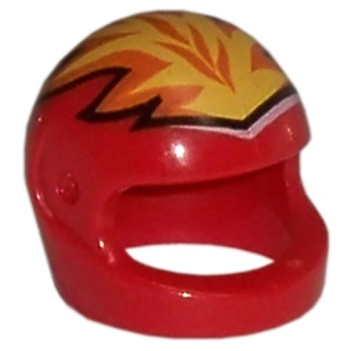 Helmet, Standard with Flames Yellow and Orange Print