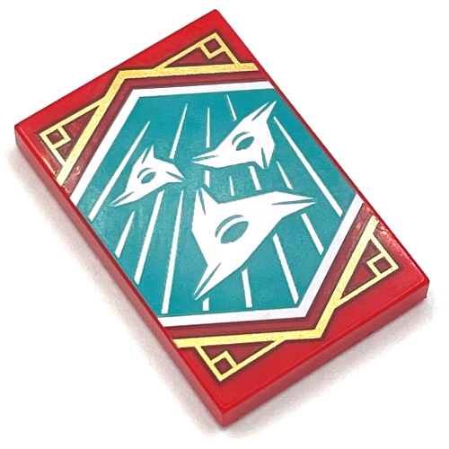 Tile 2 x 3 with Flying Shuriken on Dark Turquoise Background print
