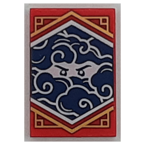 Image of part Tile 2 x 3 with Blue Ninjago Flag print