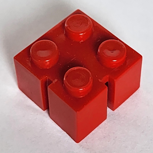 Brick 2 x 2 without Bottom Tubes, Slotted (with 2 slots, right)
