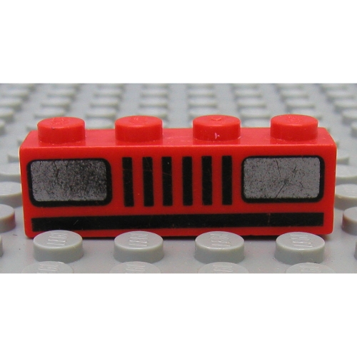 LEGO part Brick 1 x 4 with Bottom Tubes, Lowered Center Cross Support with Basic Car Headlights Print